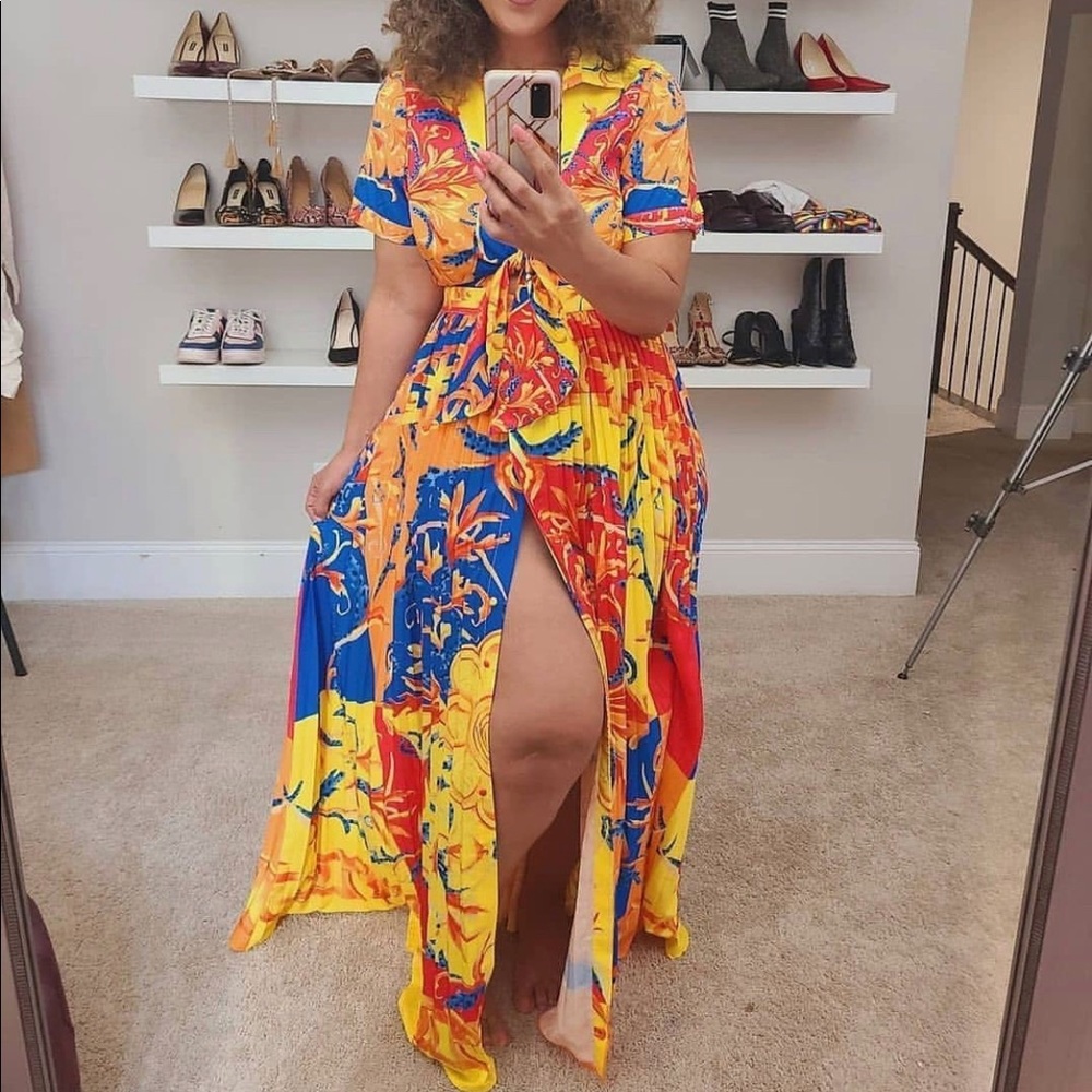 Printed cut out maxi dress